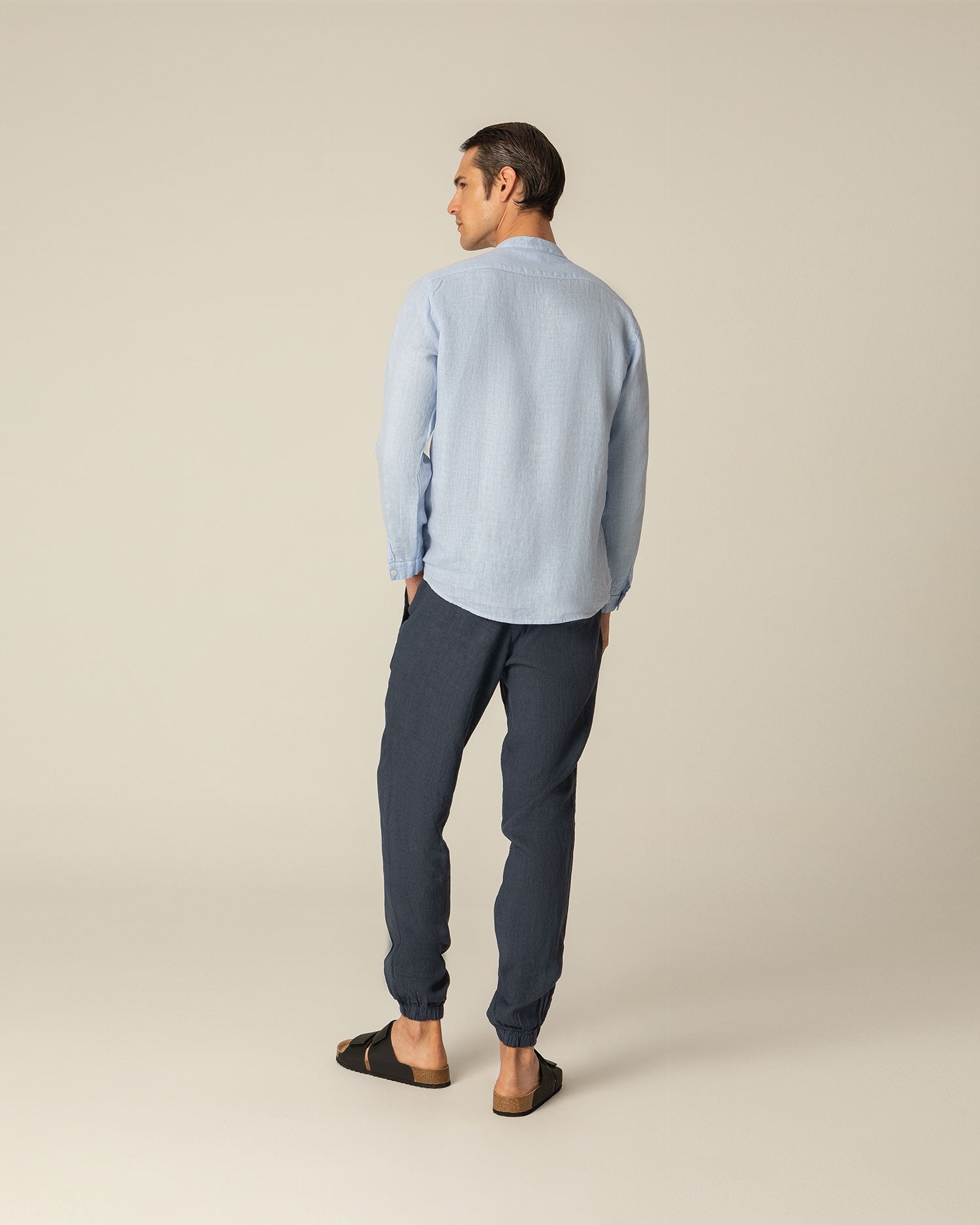 Linen Blouse Mao Collar