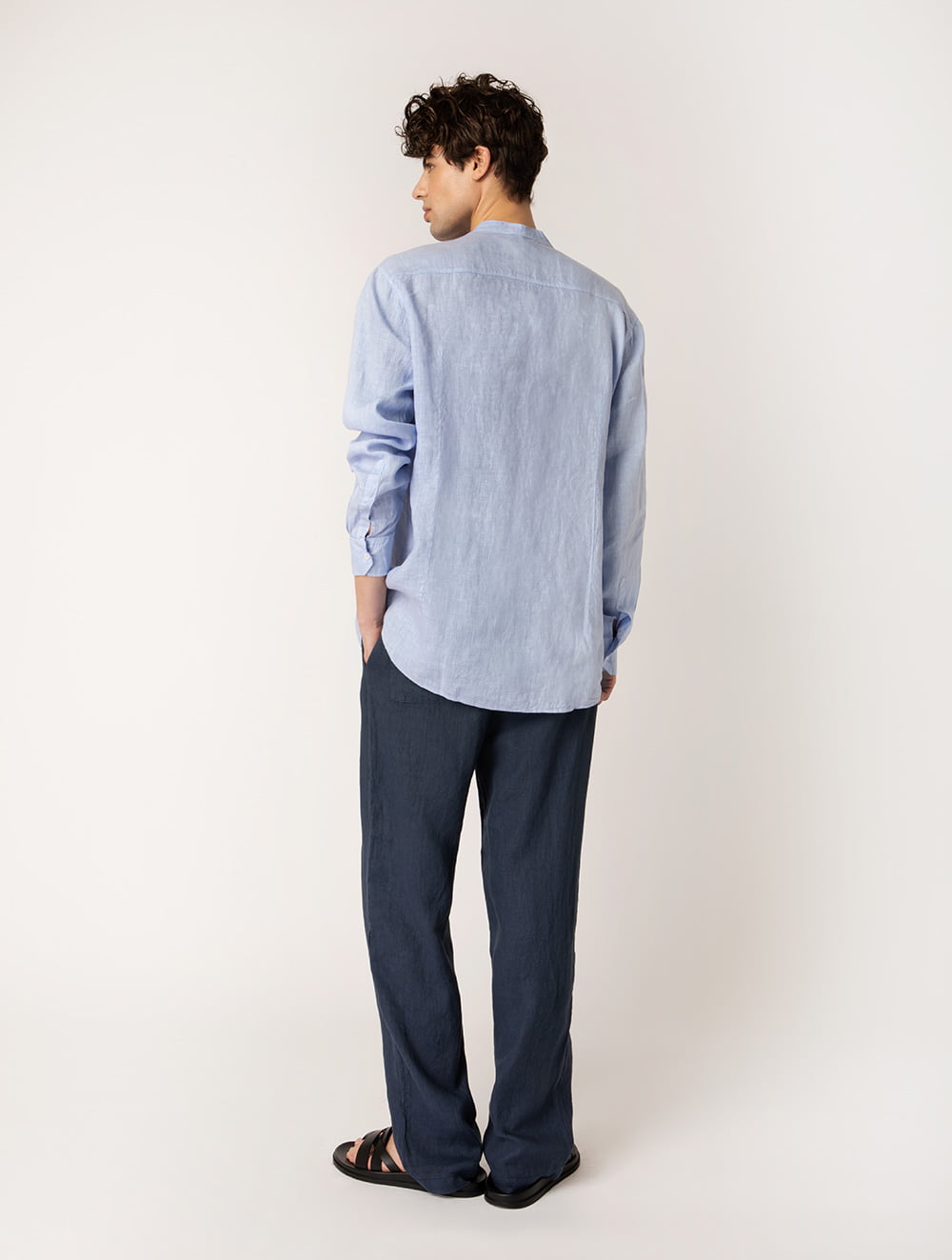 Linen Shirt Mao Collar
