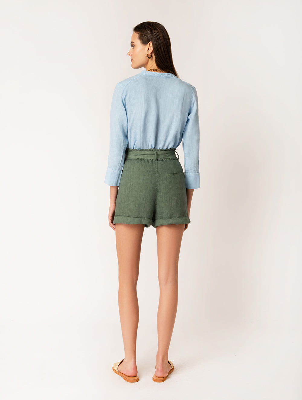 Linen Shirt Mao Collar